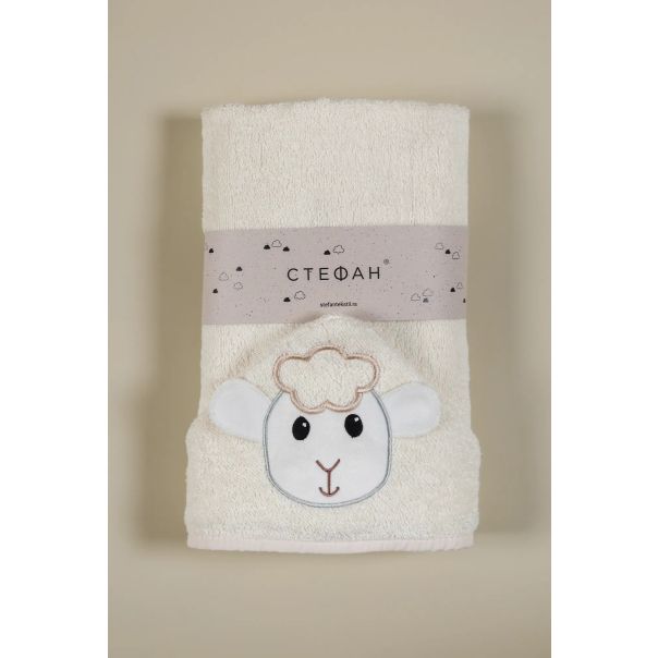 STEFAN Peškir sa kapuljačom sa vezom ovčica 60x120 - 513-ovcica