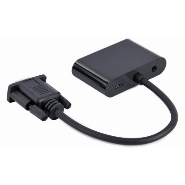 GEMBIRD A-VGA-HDMI-02 VGA to HDMI + VGA adapter cable, 0.15 m, black - 43683