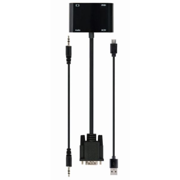 GEMBIRD A-VGA-HDMI-02 VGA to HDMI + VGA adapter cable, 0.15 m, black - 43683