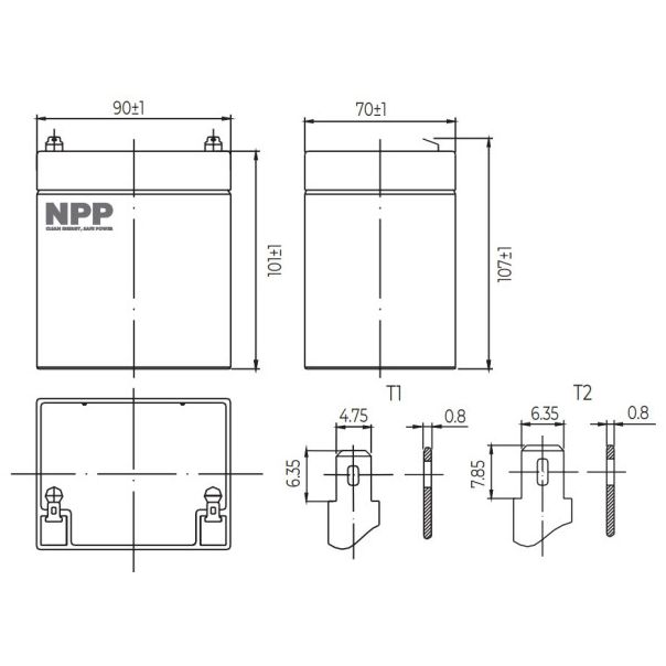 NPP NP12V-4.5Ah, AGM BATTERY, C20=4.5AH - 43867
