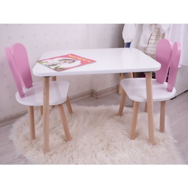 HANAH HOME Set sto i 2 stolice za decu Bunny, bela/roze - 517BMB1114