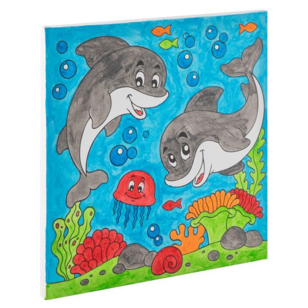 GRAFIX Platno Sa Printom + Vodene Boje sa Četkicom - Delfin - 52028