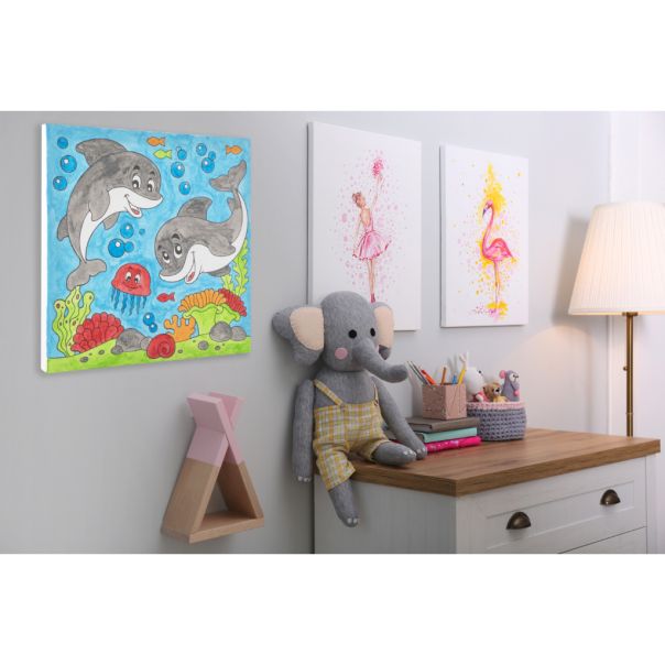 GRAFIX Platno Sa Printom + Vodene Boje sa Četkicom - Delfin - 52028
