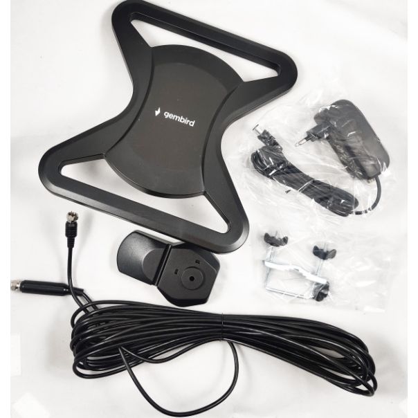 GEMBIRD Antena sobna/spoljna sa pojačalom, GMB-DUA10, 23x21cm, UHF, dobit 36dB sa kablom 10m - 44065