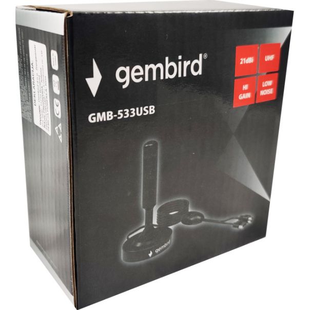 GEMBIRD Sobna antena GMB-533USB, UHF, 21dB, USB, crna - 44064