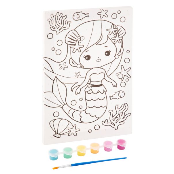 GRAFIX Platno Sa Printom + Vodene Boje sa Četkicom - Sirena - 52136