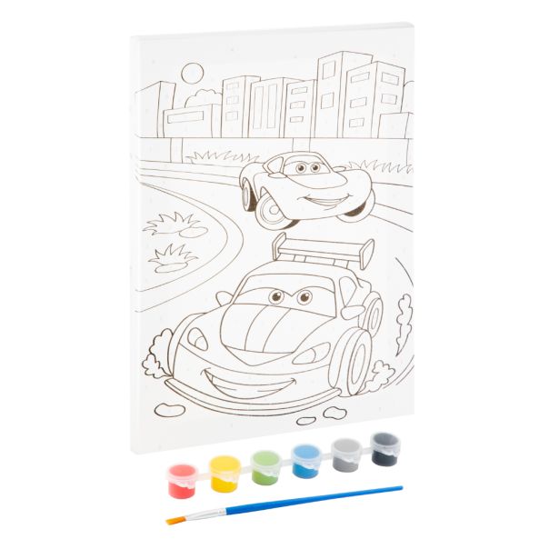 GRAFIX Platno Sa Printom + Vodene Boje sa Četkicom - Autići - 52137