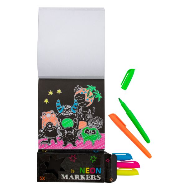 GRAFIX Mini Bojanka + 5 Mini Neonskih Markera - Čudovišta - 52139