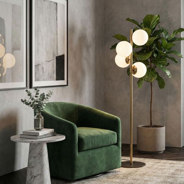 OPVIQ Podna lampa Faze NT 115, zlatna/bela - EP3008242