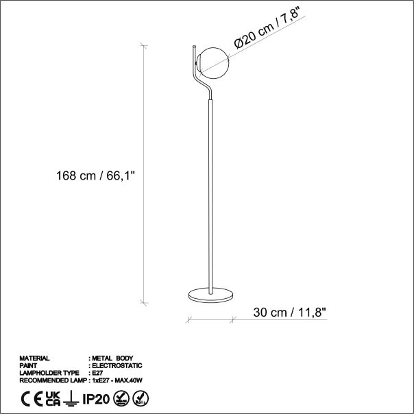 OPVIQ Podna lampa Tulip 13816, zlatna/bela - EP3008254