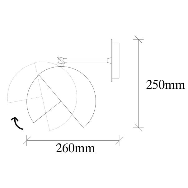 OPVIQ Zidna lampa Berceste 252-A, crna/zlatna - EP3008344