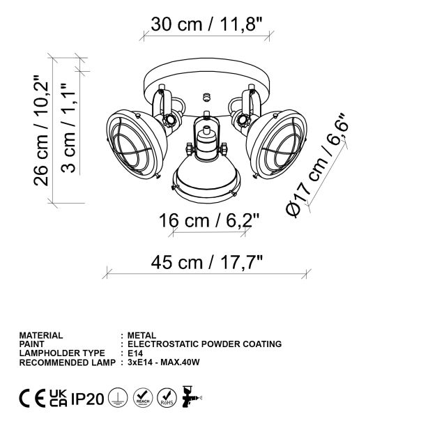OPVIQ Spot plafonjera Spoly 13799, zlatna - EP3004462