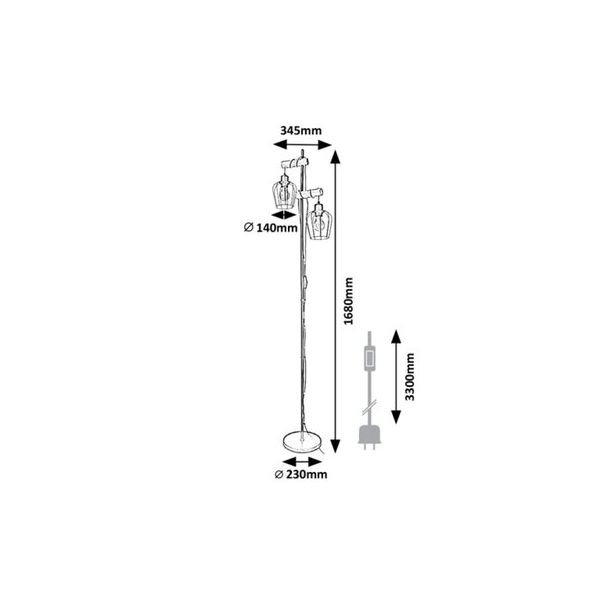 Rabalux Podne lampe Fabian E27 2x MAX 40W mat crno (5246) - 5246