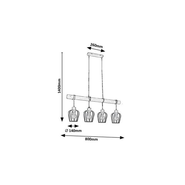 Rabalux Visilica Fabian E27 4x MAX 40W mat crno (5247) - 5247