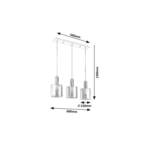 Rabalux Visilica Donati E27 3x MAX 60W hrom (5250) - 5250