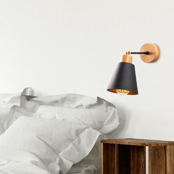 OPVIQ Zidna lampa Manavgat N-610, crna/braon - EP3005239