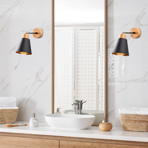OPVIQ Zidna lampa Manavgat N-610, crna/braon - EP3005239