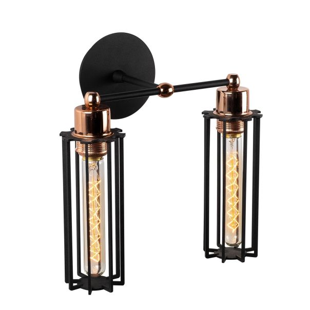 OPVIQ Zidna lampa Likya N-1023, crna/bakarna - EP3005662