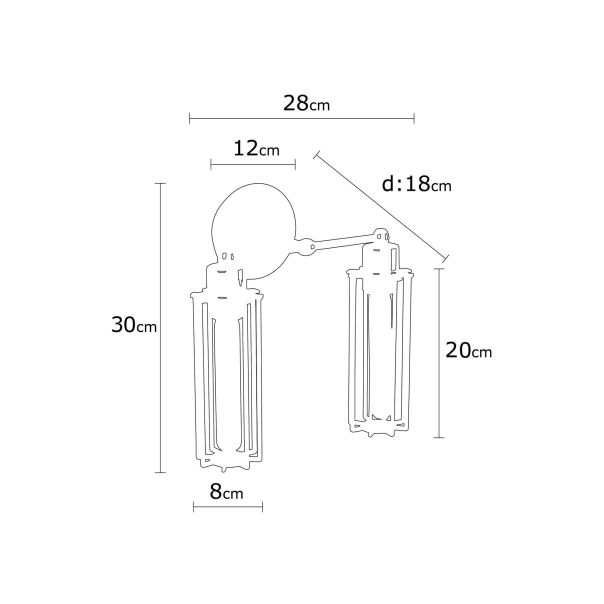 OPVIQ Zidna lampa Likya N-1023, crna/bakarna - EP3005662