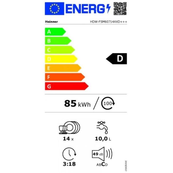HEINNER Mašina za pranje sudova HDW-FSM60714AXD++14kompleta/7prog/60cm/inox - EP3197068