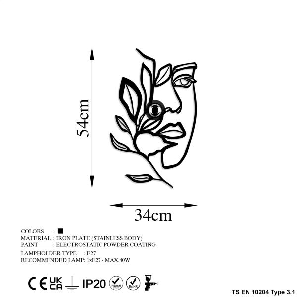 OPVIQ Zidna lampa Flower Faced, crna - EP3005893