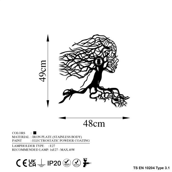 OPVIQ Zidna lampa Tree Woman, crna - EP3005905