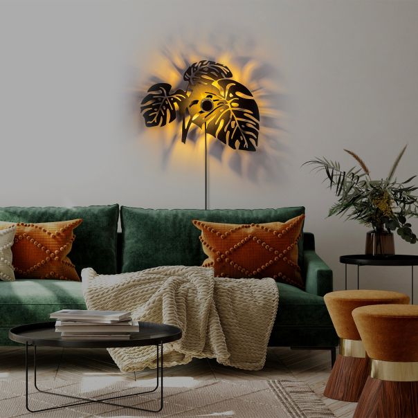 OPVIQ Zidna lampa Leaves, crna - EP3005923