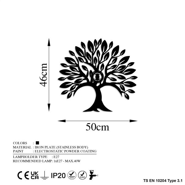 OPVIQ Zidna lampa Heart Tree V2, crna - EP3005929