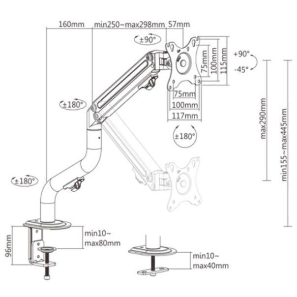 GEMBIRD Nosač za monitor stoni ,podesivi, 17