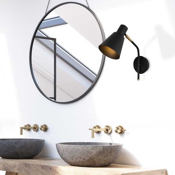 OPVIQ Zidna lampa Sivani MR-664, crna/zlatna - EP3004360