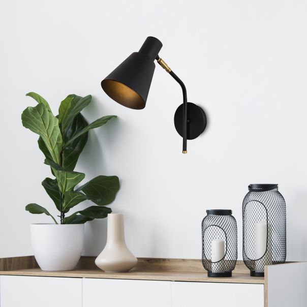 OPVIQ Zidna lampa Sivani MR-664, crna/zlatna - EP3004360