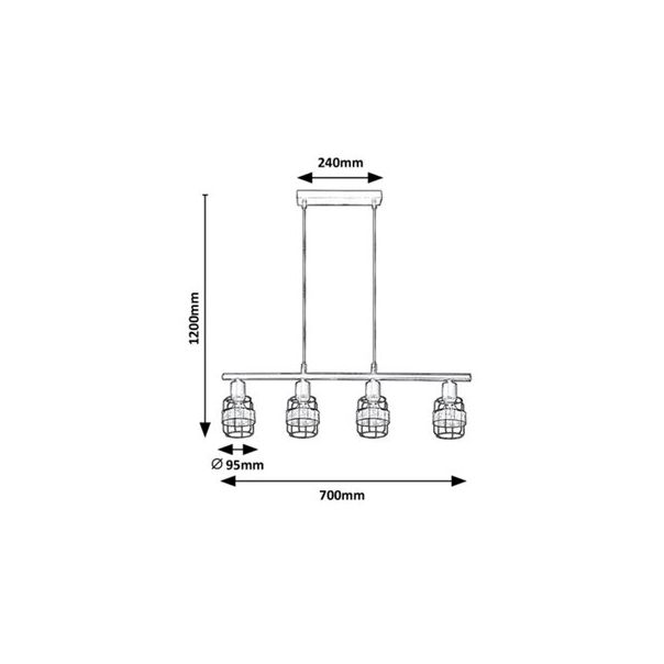Rabalux Visilica Indiana E14 4x MAX 25W crna (5284) - 5284