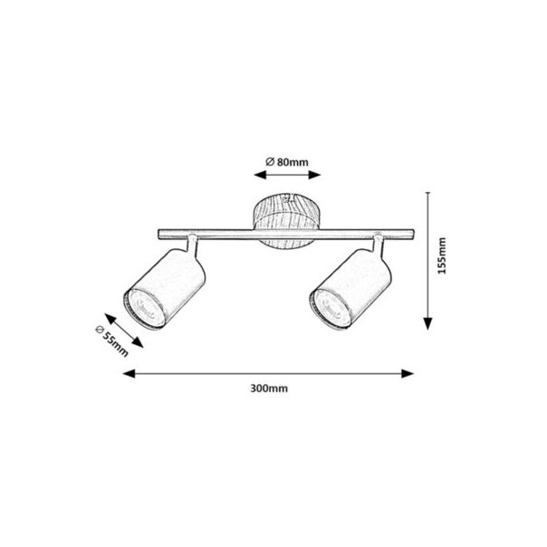 Rabalux Spot rasveta Edmund GU10 2x MAX 25W hrast (5296) - 5296