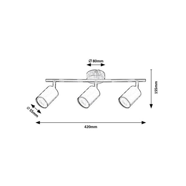 Rabalux Spot rasveta Edmund GU10 3x MAX 25W hrast (5297) - 5297