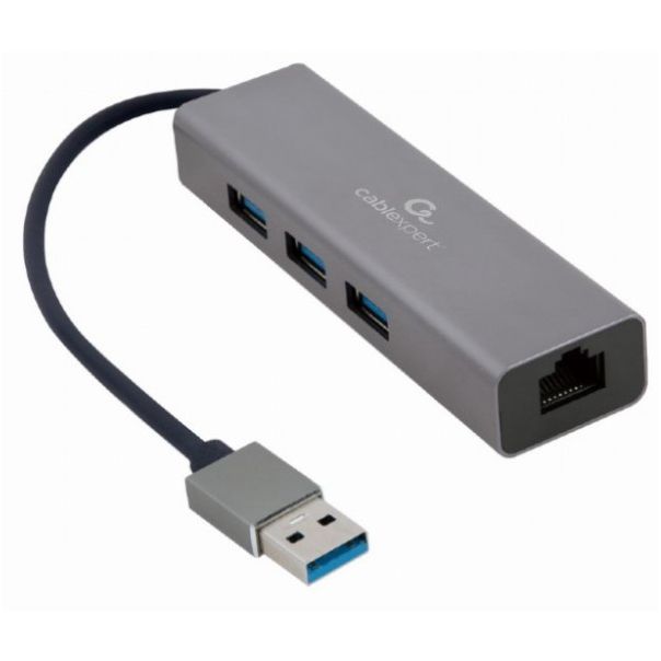 GEMBIRD A-AMU3-LAN-01 USB AM Gigabit network adapter with 3-port USB 3.0 hub - 40285