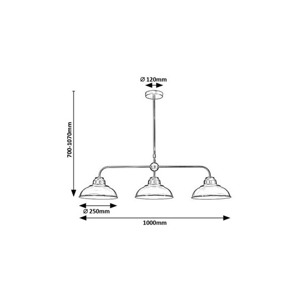 Rabalux Visilica Dragan E27 3x MAX 60W mat crno (5309) - 5309