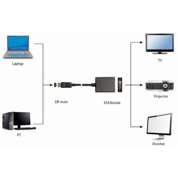 GEMBIRD A-DPM-DVIF-03 DisplayPort v.1.2 to Dual-Link DVI adapter cable, black - 103888