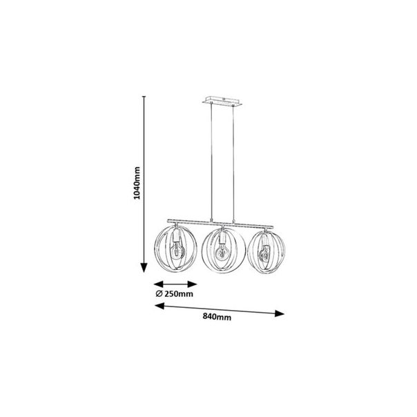 Rabalux Visilica Cortado E27 3x MAX 40W crna (5361) - 5361