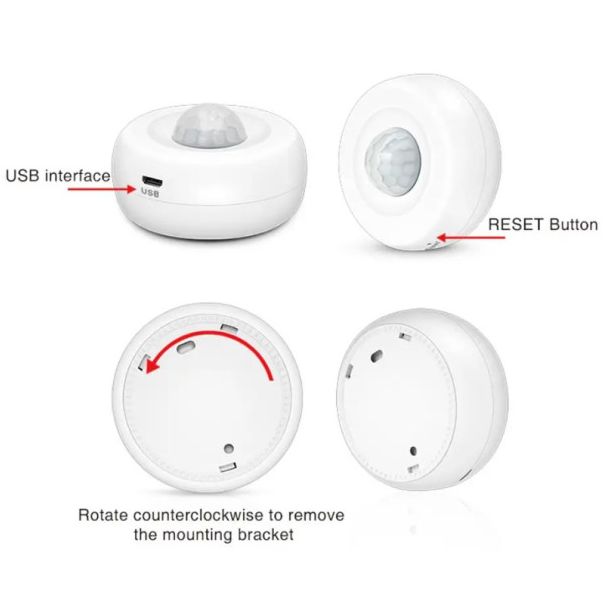 GEMBIRD Detektor pokreta ZIGBEE-SMART-PIR-MS08 Tuya Smart WiFi PIR, infracrveni - 44585