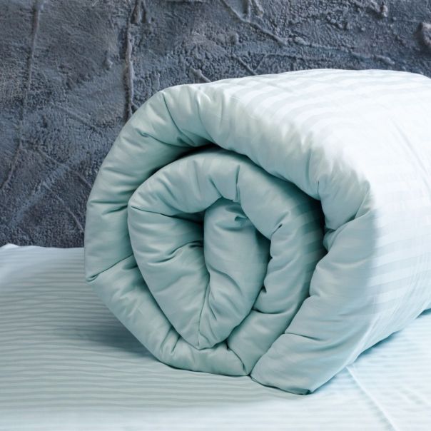 STEFAN Posteljina damast pruga mint 200 x 200 cm - 54p-mint