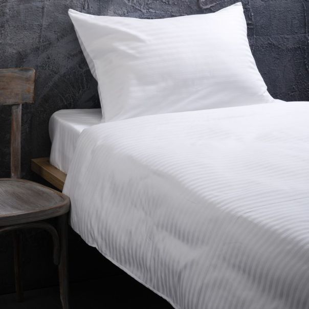 STEFAN Posteljina damast pruga 200 x 200 cm - 54p-bela