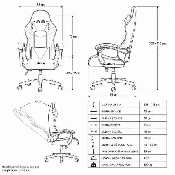 MODUL Gejmerska stolica Cyberkid plava oc-810 - EP3129621