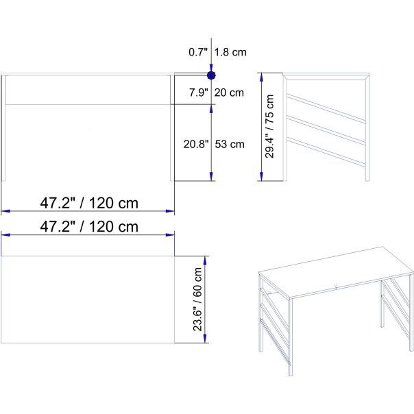 HANAH HOME Radni sto Tuna, zlatna/krem - EP2800758