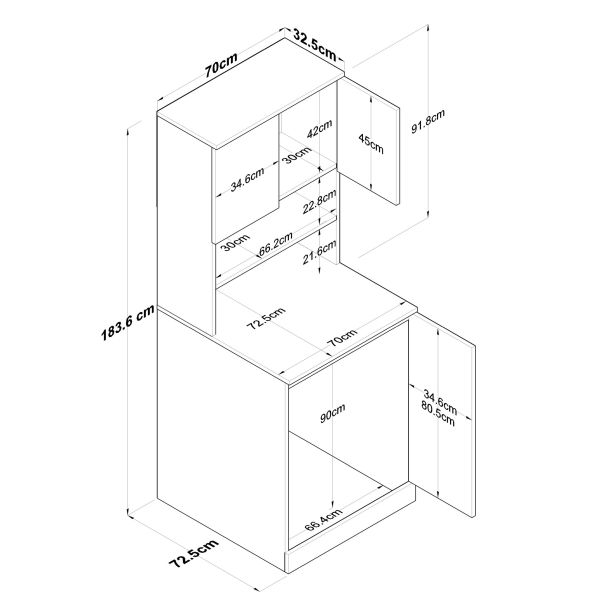 HANAH HOME Komoda za veš mašinu KD102, bela/braon - EP2801941