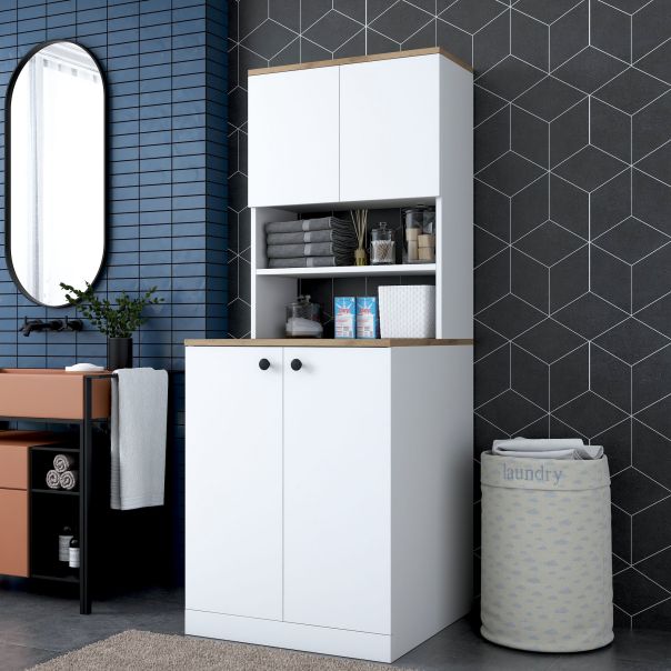 HANAH HOME Komoda za veš mašinu KD102, bela/braon - EP2801941