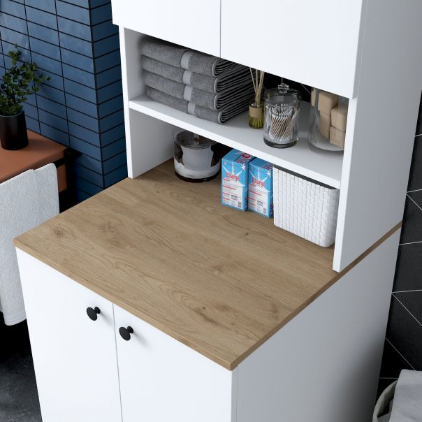 HANAH HOME Komoda za veš mašinu KD102, bela/braon - EP2801941