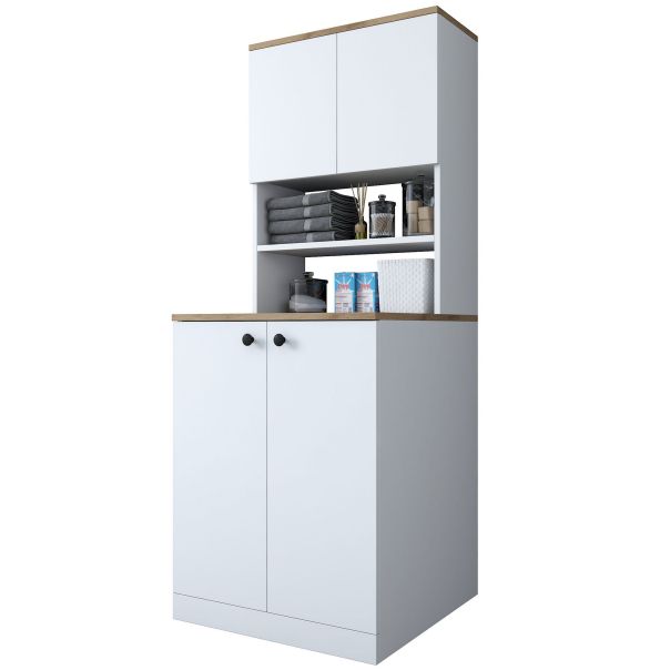 HANAH HOME Komoda za veš mašinu KD102, bela/braon - EP2801941