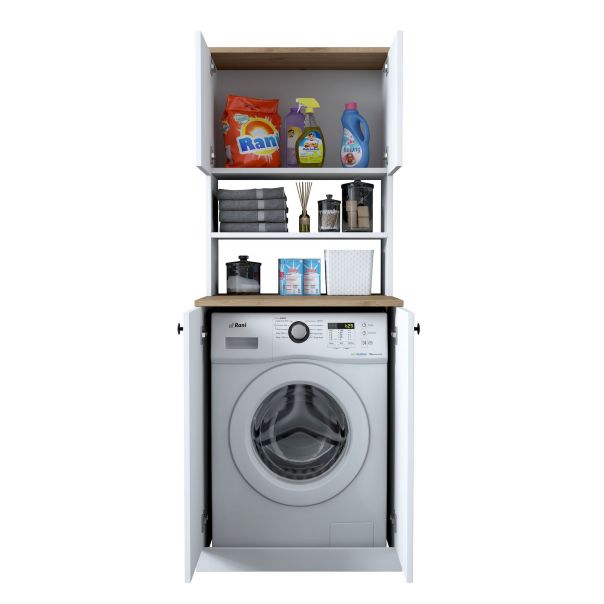 HANAH HOME Komoda za veš mašinu KD102, bela/braon - EP2801941