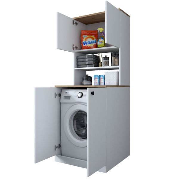 HANAH HOME Komoda za veš mašinu KD102, bela/braon - EP2801941