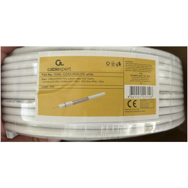 GEMBIRD Koaksialni kabl RG6 bez konektora KABL-COAX-RG6/100 white (X553), 100m - 44806